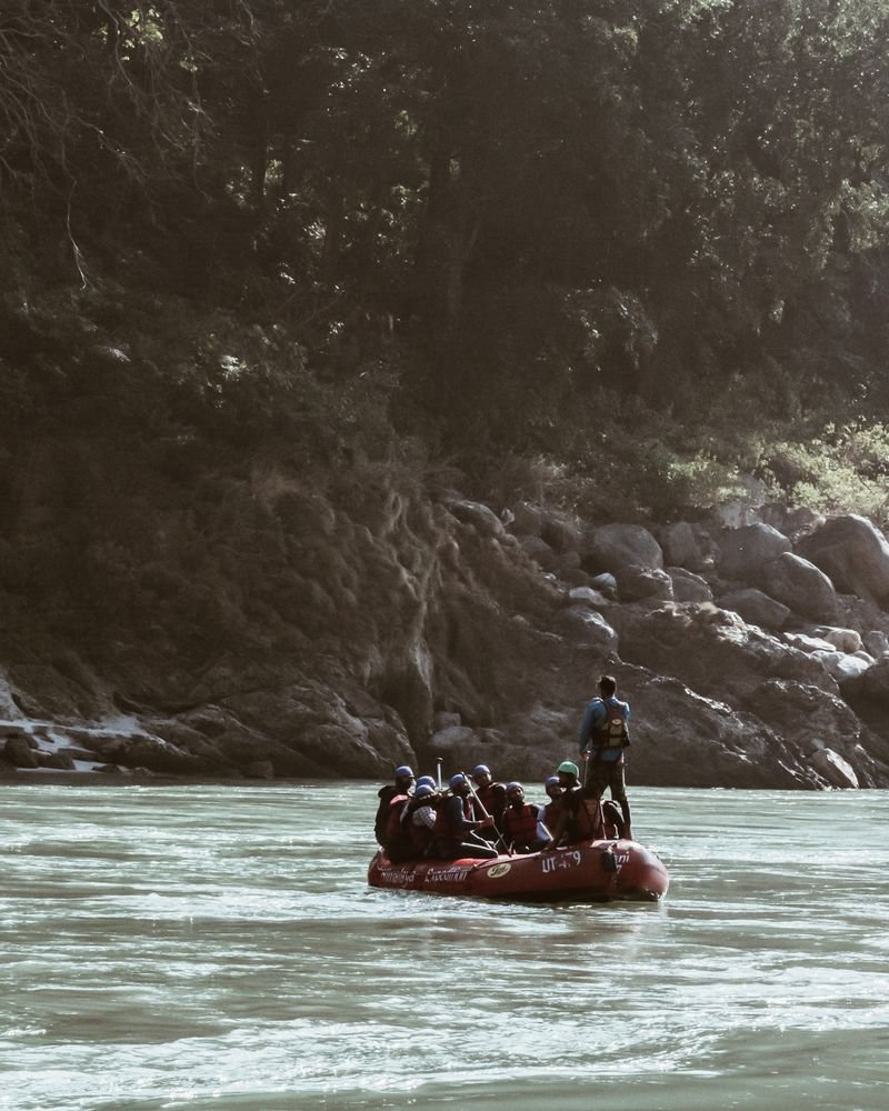 Travellers on a river journey in India