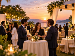 Outdoor gala evening by the water
